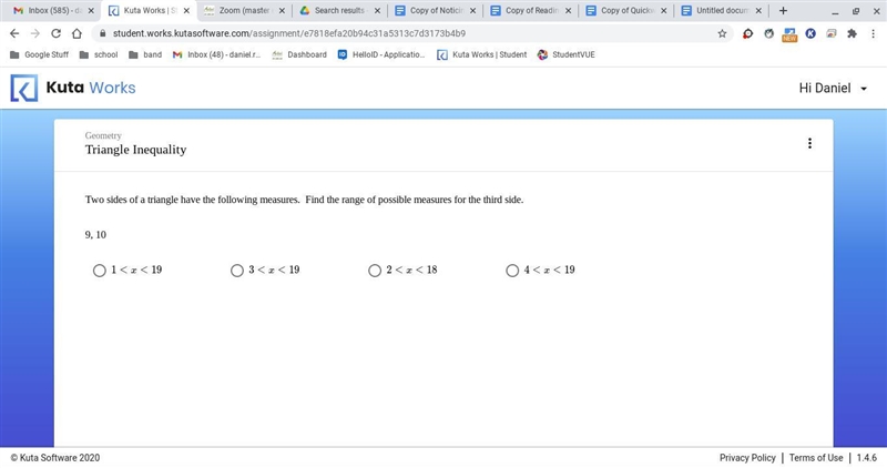 Is anyone good with triangle inequalities? I provided a picture for the problem.-example-1