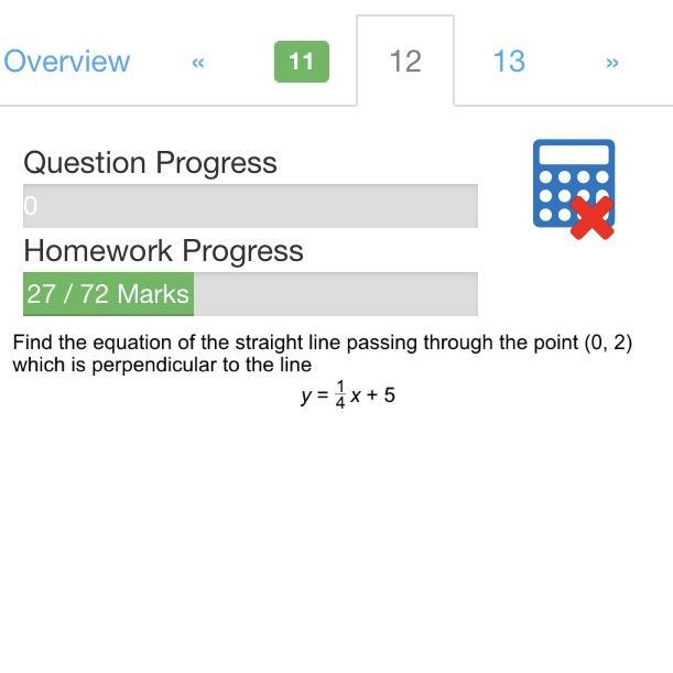 Find the equation of the straight line passing through the point (0,2) which is perpendicular-example-1