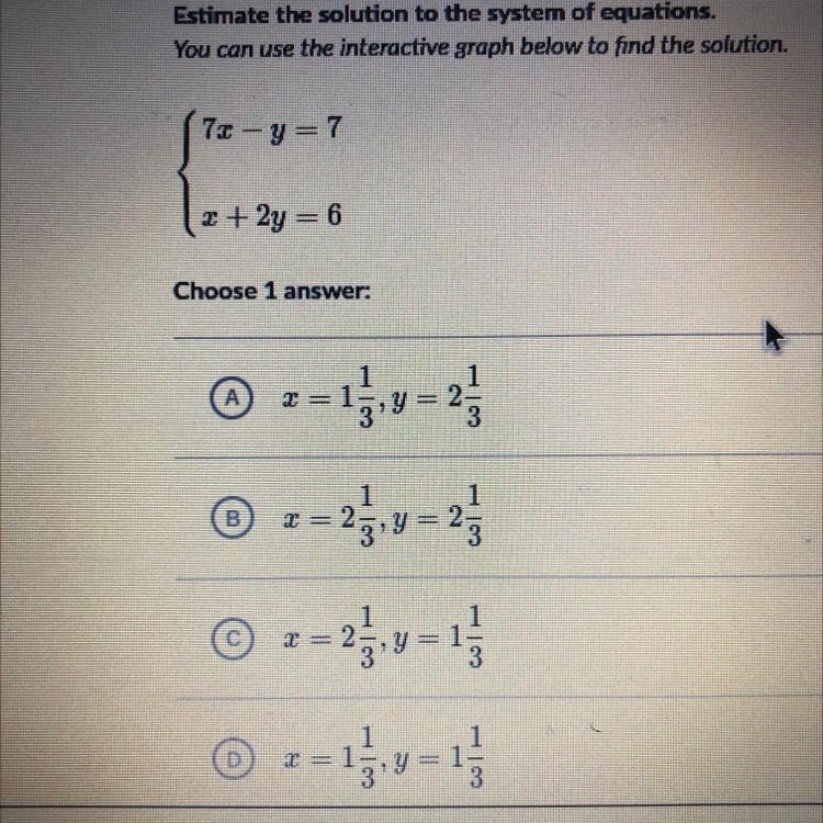 Estimate the solutions to the system of equations.-example-1