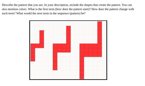 Describe the pattern that you see. In your description, include the shapes that create-example-1