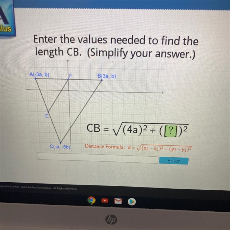 Enter the values needed to find the length CB-example-1