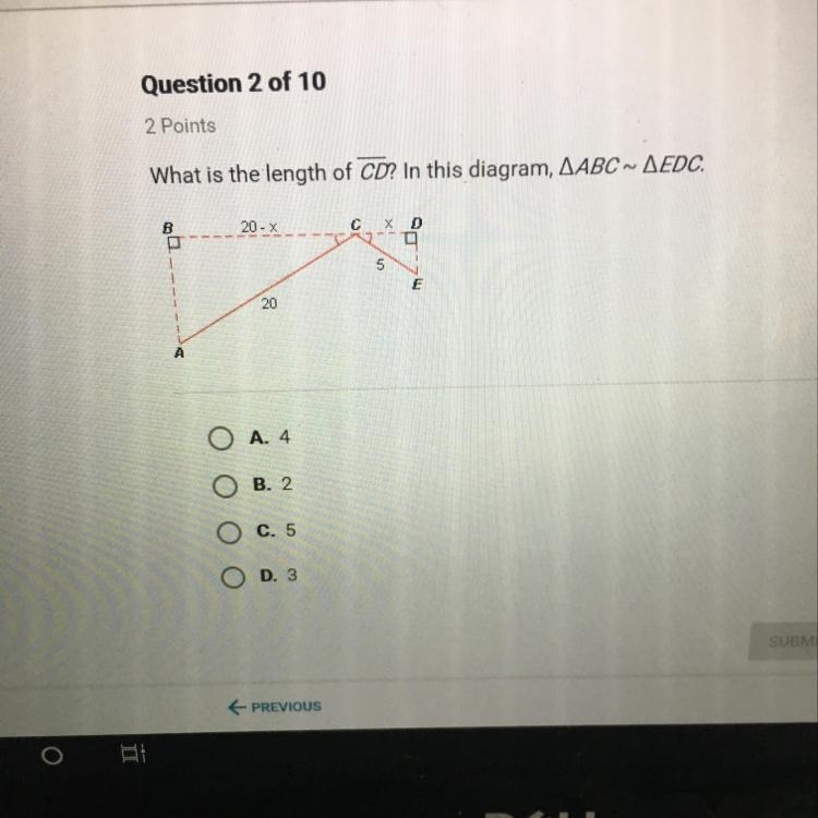 What is the length of CD in this diagram, ABC - EDC,-example-1