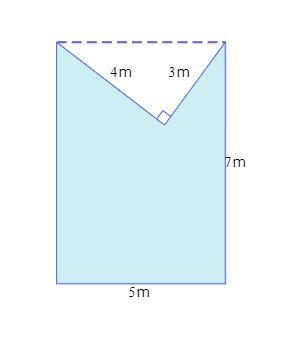 A right triangle is removed from a rectangle to create the shaded region shown below-example-1