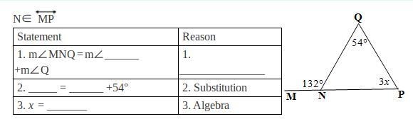 Find the value of x by filling in the blanks in the provided statement- reason solution-example-1