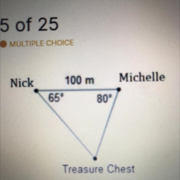 Nick and Michelle are searching for a treasure chest underwater. The straight line-example-1