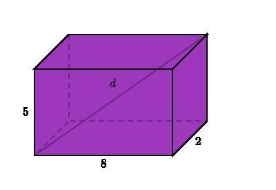 What is the length of the diagonal, ddd, of the rectangular prism shown below? Round-example-1