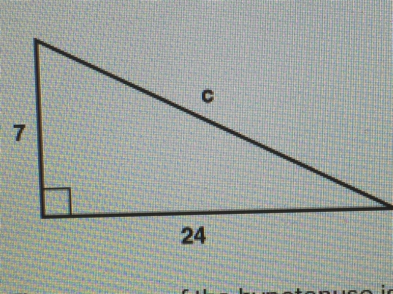 Find the length of the hypotenuse. The measure of the hypotenuse?-example-1