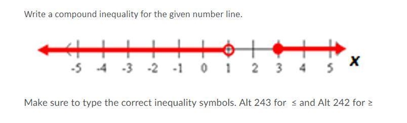 Write a compound inequality for the given number line.-example-1