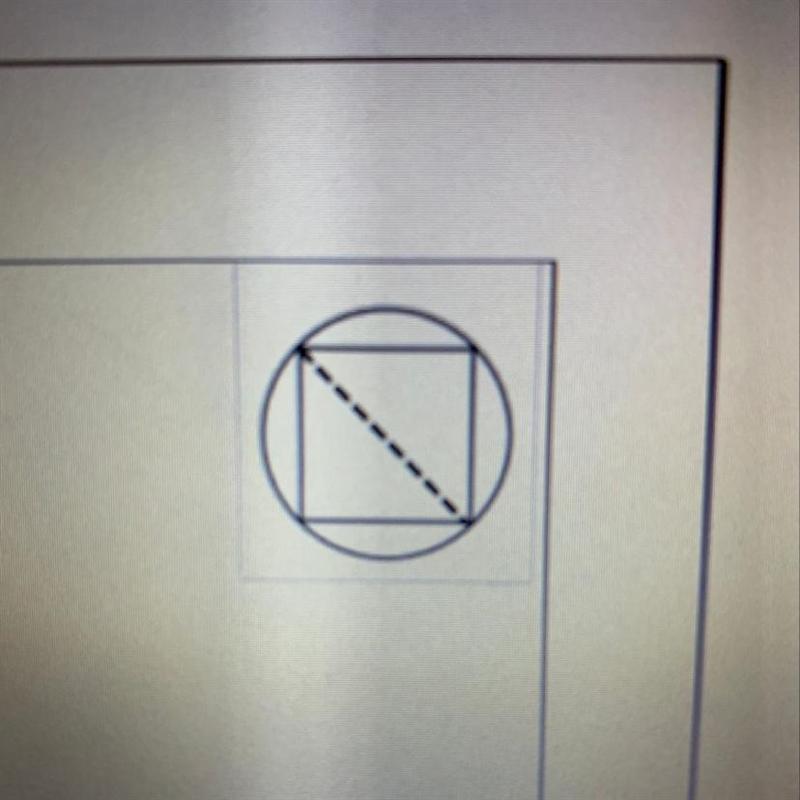 A square has been circumscribed inside of a circle as shown to the right. If the area-example-1