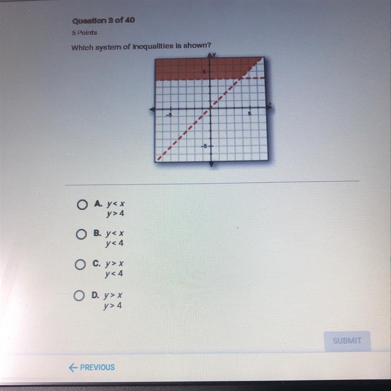 Which system of inequalities is shown?-example-1