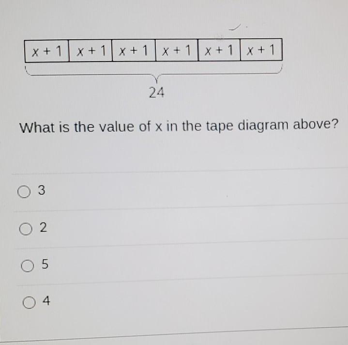 X + 1 x + 1 x + 1 x + 1 x + 1 24 What is the value of x in the tape diagram above-example-1