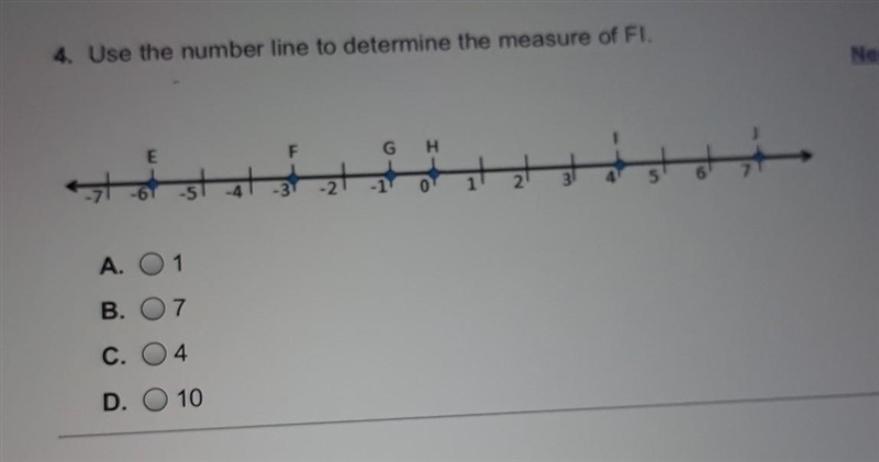 I need help please 4. Use the number line to determine the measure of FI. is in the-example-1