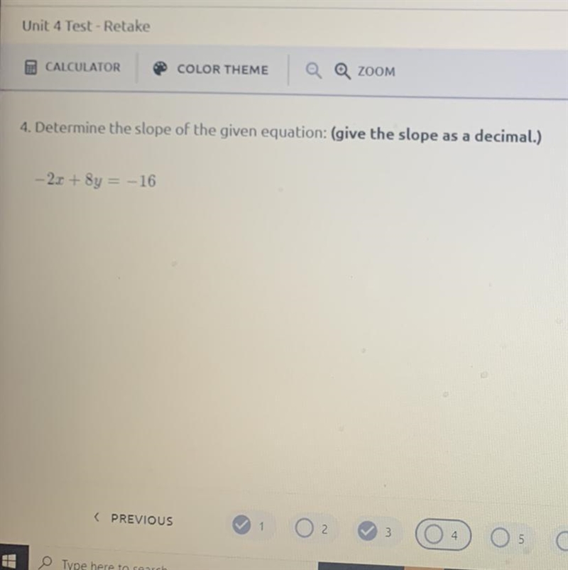 UREGENT !! Determine the slope of the given equation: (give the slope as a decimal-example-1