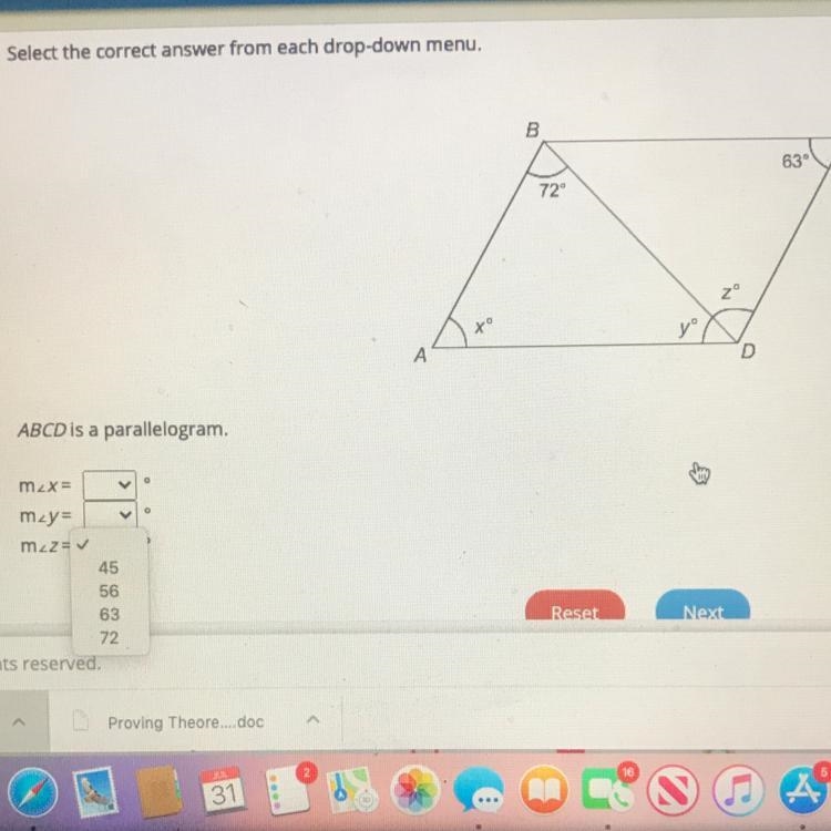 Select the correct answer from each drop-down menu. ABCD is a parallelogram M M M-example-1