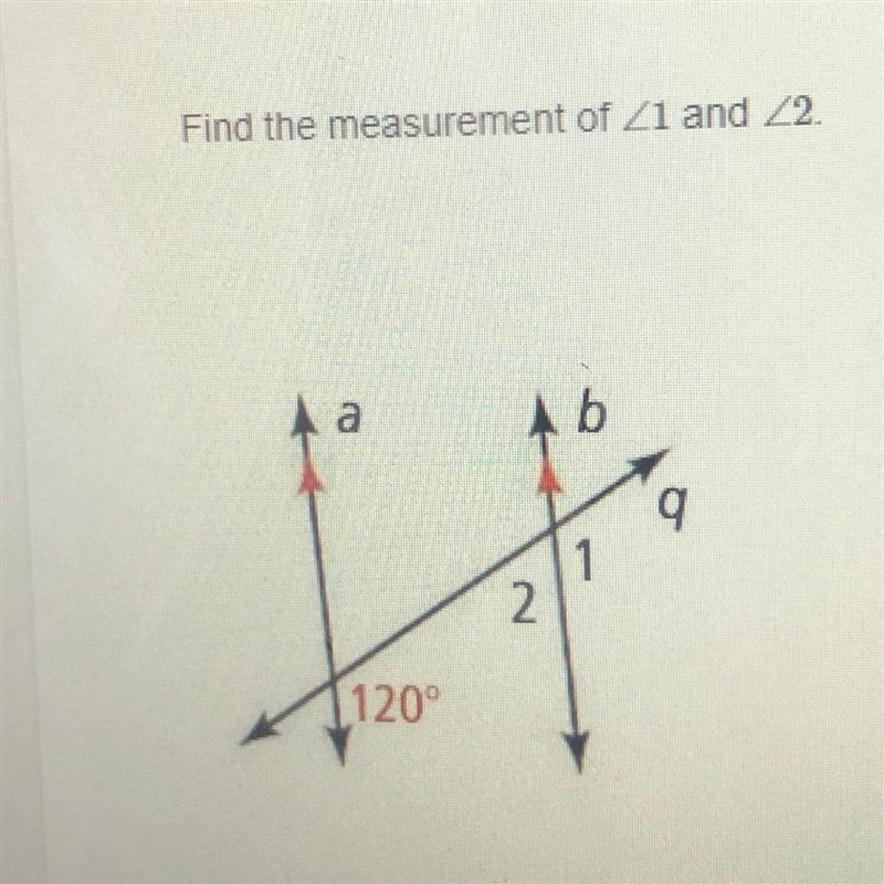 Find the measurement of 1 and 2-example-1