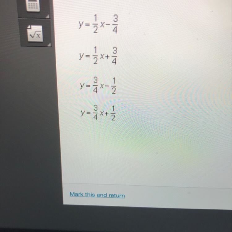 What is equation of a line that passes through the pointstwo over five, 19/20 and-example-1