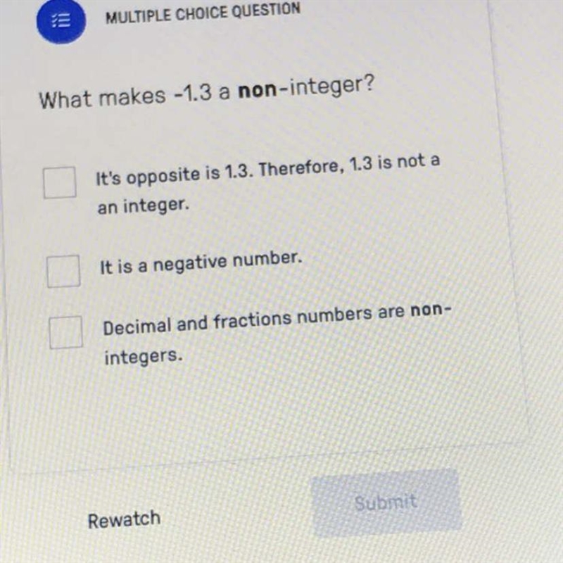 What makes -1.3 a non integer-example-1