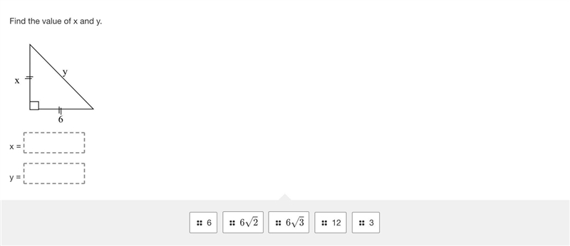 Find the value of x and y. (geometry)-example-1