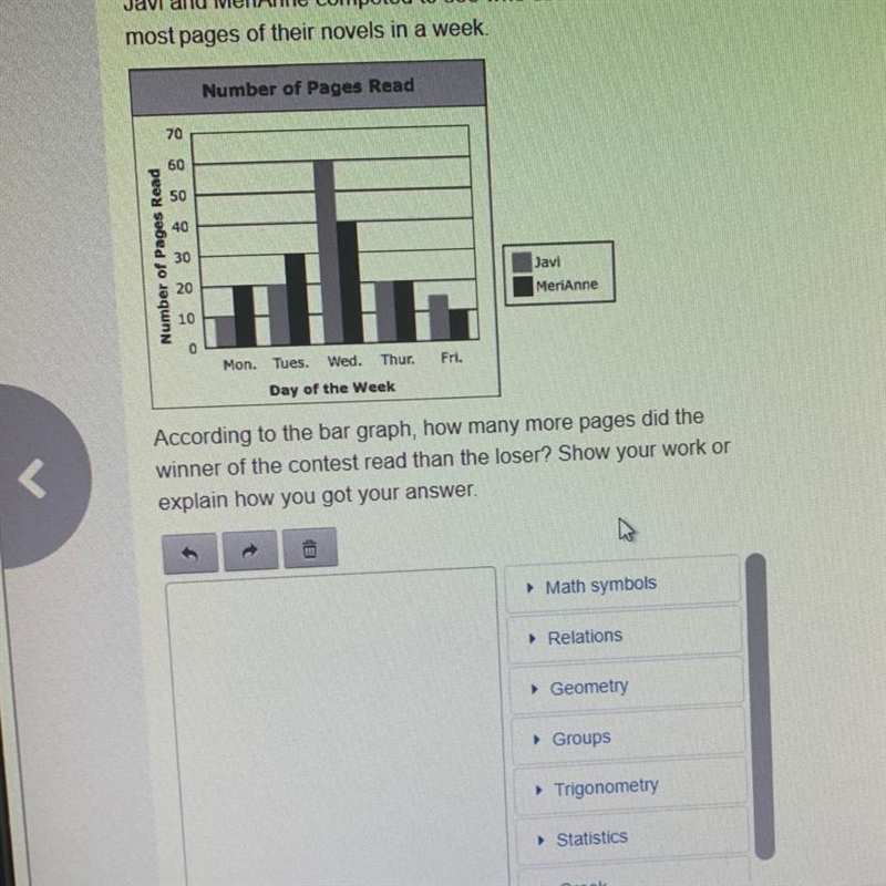 According to the bar graph, how many more pages did the winner of the contest read-example-1