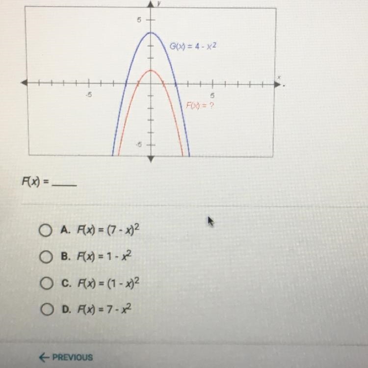 The graphs below have the same shape.What is the equation of the red graph ?-example-1