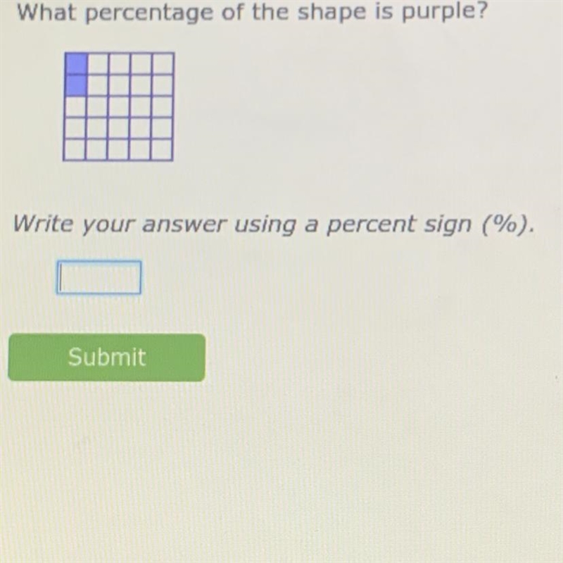 What percentage of the shape is purple? Write your answer using a percent sign (%).-example-1