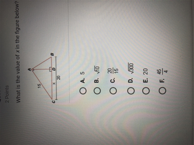 What is the value of x the in the figure below? In this diagram, ABD~CAD-example-1