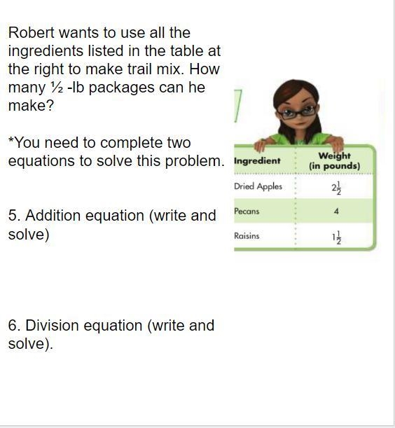 Robert wants to use all the ingredients listed in the table at the right to make trail-example-1