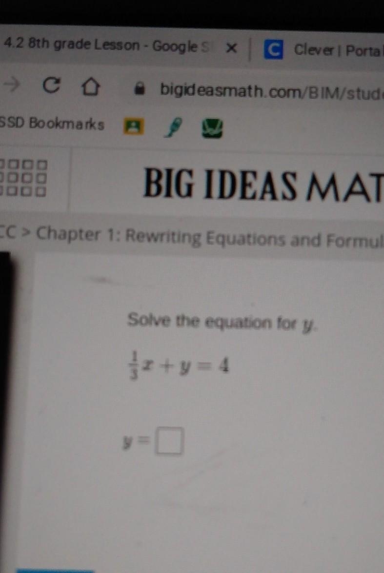 1/3x+y=4 solve for y​-example-1