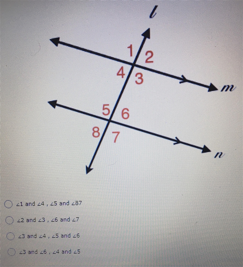 Which angles would the consecutive interior angles theorem state are supplementary-example-1