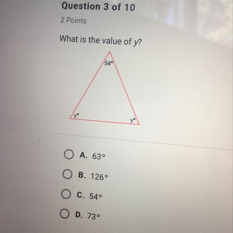 What is the value of y? 54°-example-1