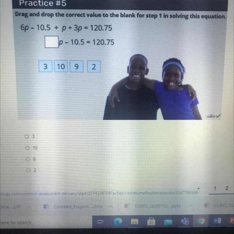 Drag and drop the correct value to the blank for step 1 in solving this equation. 6p-example-1