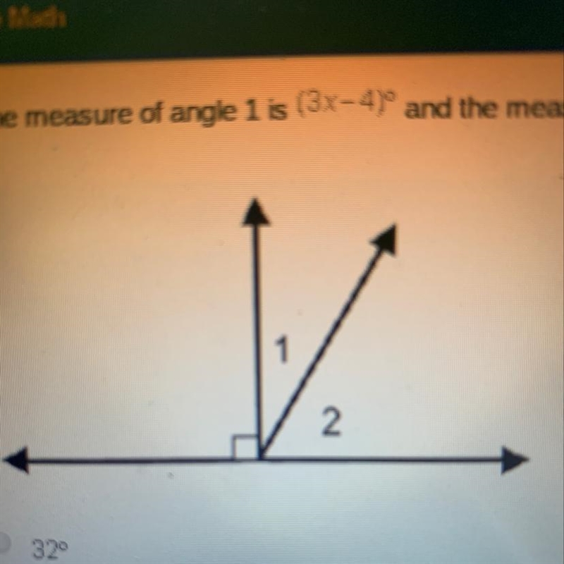 If the measure of angle 1 is (3x-4)º and the measure of angle 2 is (4x+10), what is-example-1