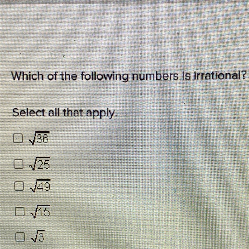 Which of the following numbers is irrational?-example-1