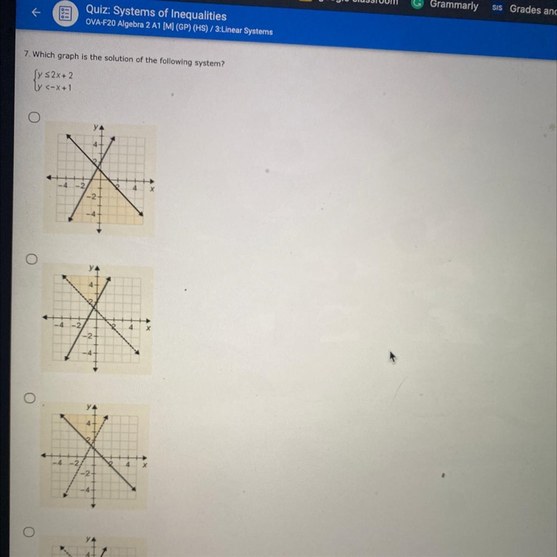 Which graph is the solution of the following systems HELP ON ON GRADPOINT-example-1