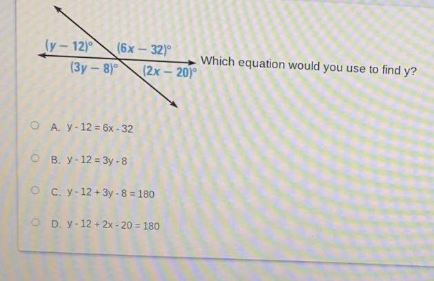 Which equation would you use to find y?-example-1