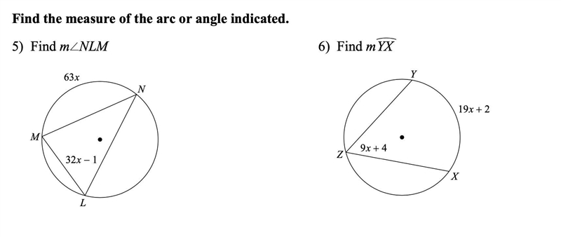 Find the Measurements of the arc or angle indicated.-example-1