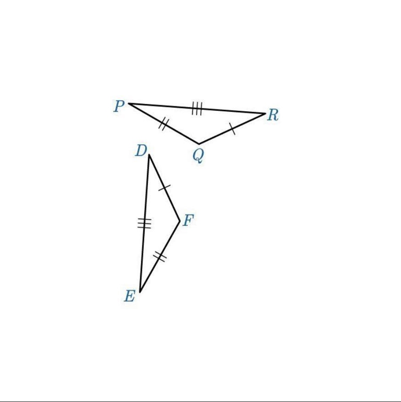 For △PQR and △EFD shown, which of the following could be steps to show that the SSS-example-1