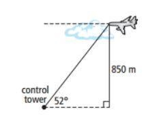 Using the diagram below, what is the horizontal distance between the control tower-example-1