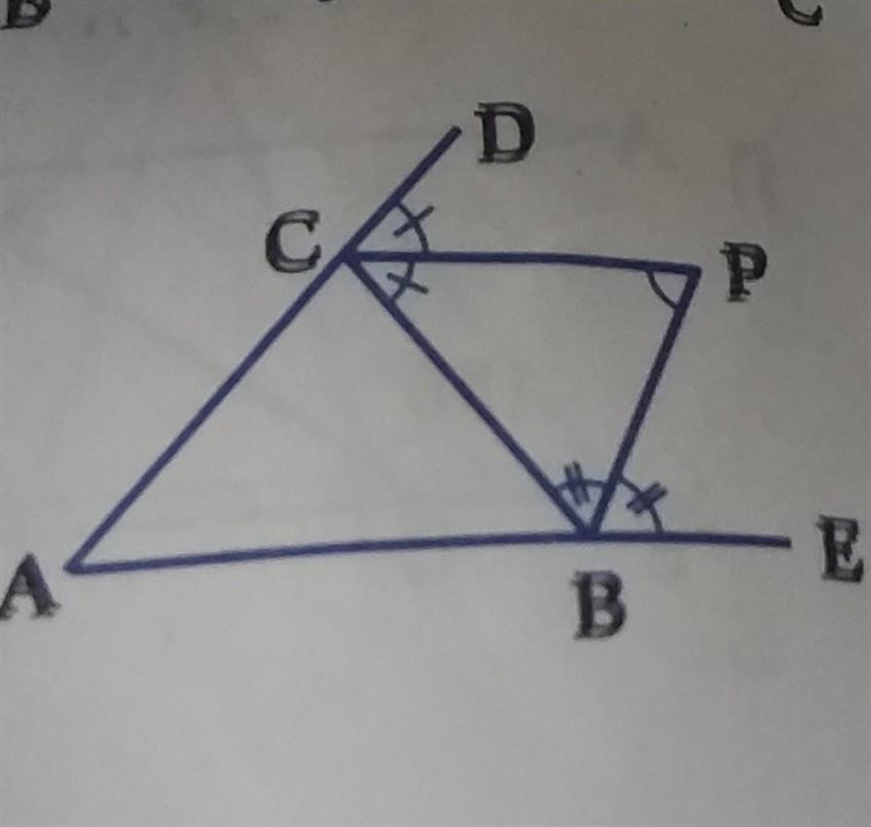 In the figure alongside, BP and CP are angular bisectors of the exterior angles BCD-example-1