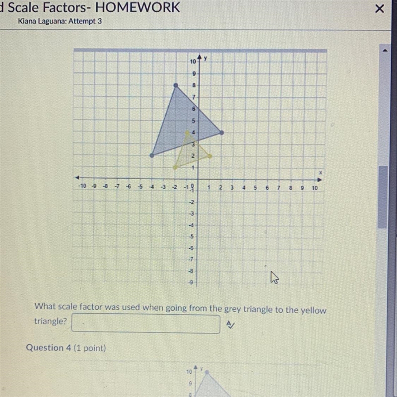 Which scare factor was used when going from the grey triangle to the yellow triangle-example-1