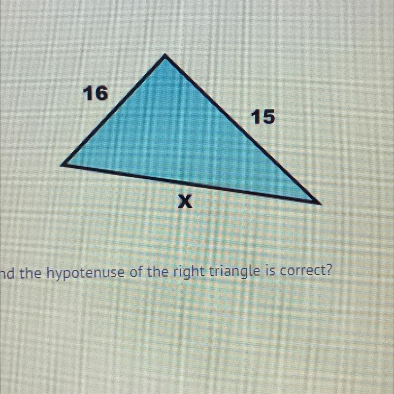 Which relationship between the legs and the hypotenuse of the right triangle is correct-example-1