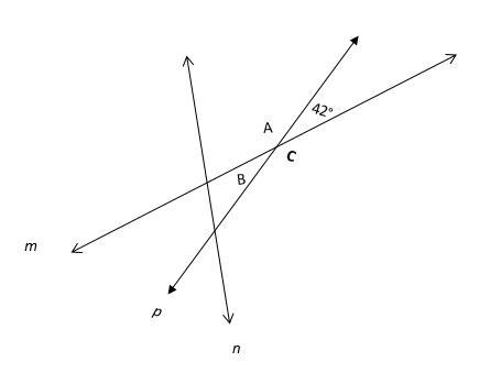 Which is the measure of ∠B? A) 42° B) 138° C) 180° D) 218°-example-1