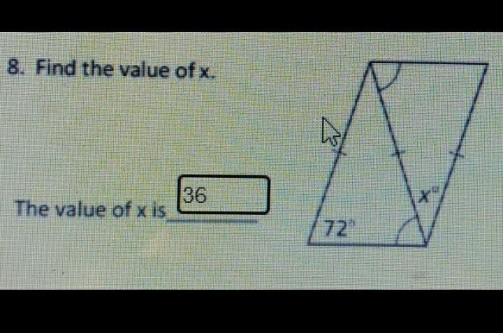 Find the value of x is this correct?​-example-1