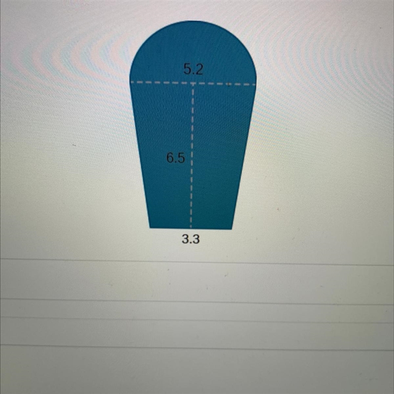 Find the area of the figure shown below. Use 3.14 for at and round your answer to-example-1