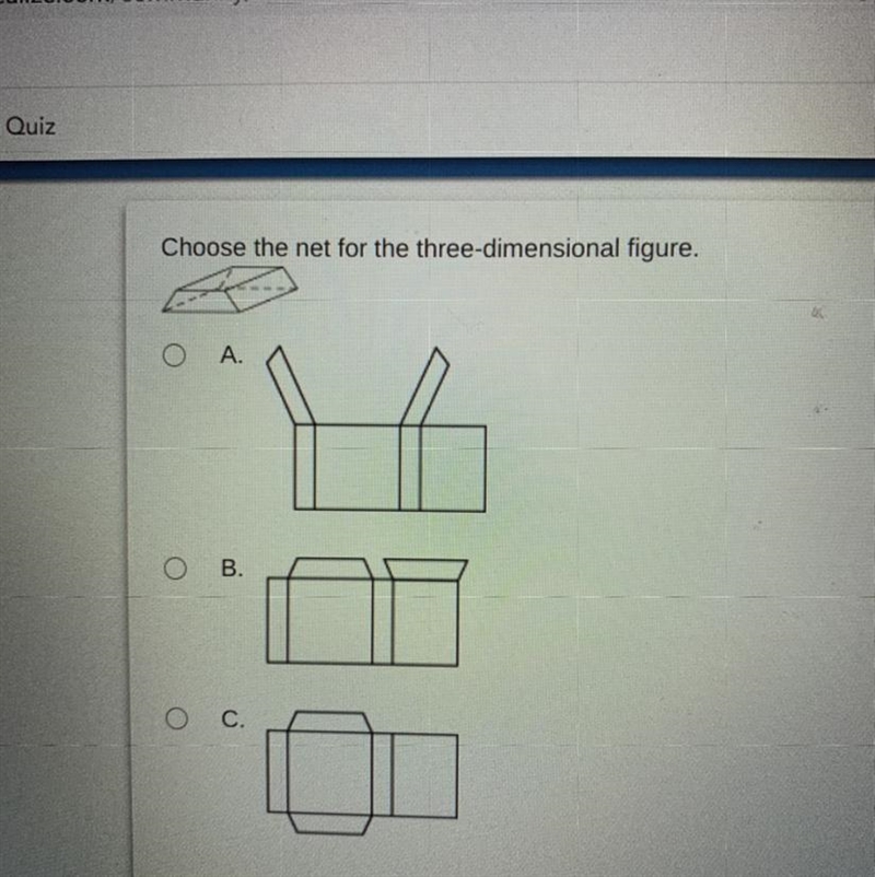 Choose the net for the three-dimensional figure. Hurry please guys-example-1