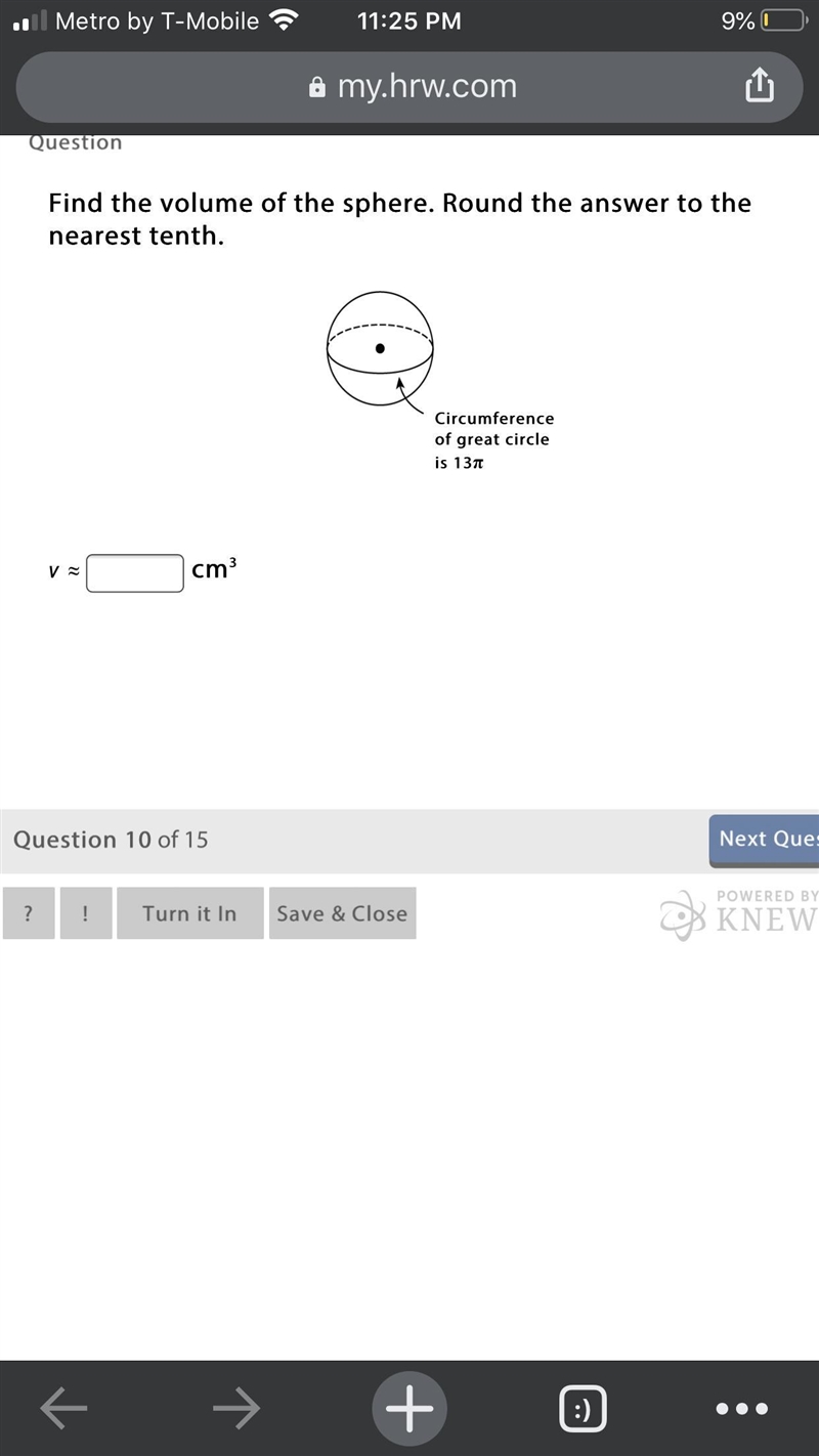 Find the volume of the sphere. Round the answer to the nearest tenth.-example-1