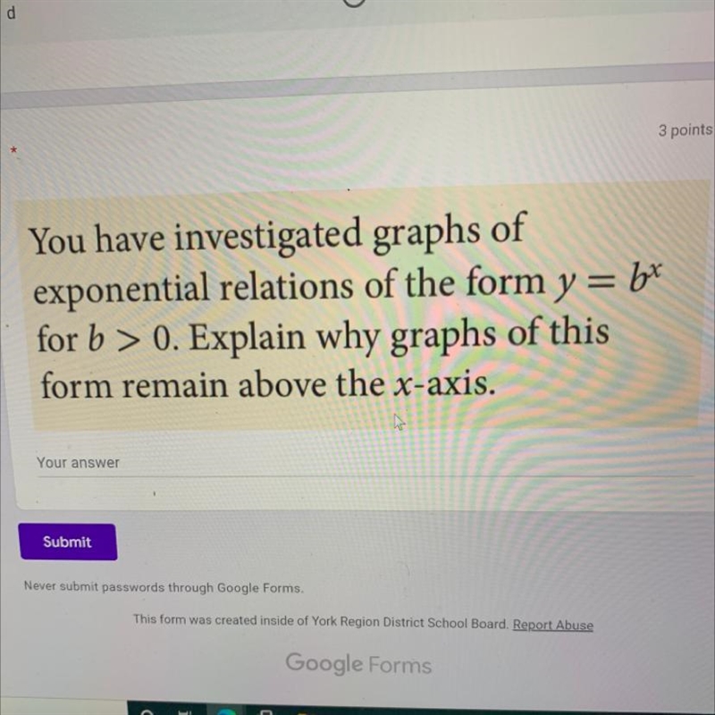 You have investigated graphs of exponential relations of the form y = br for b &gt-example-1