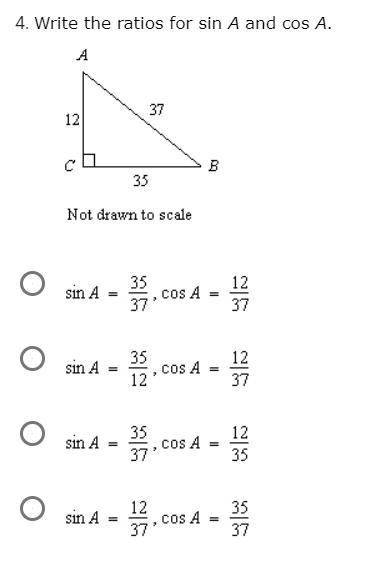 Write the ratios for sin A and cos A.-example-1