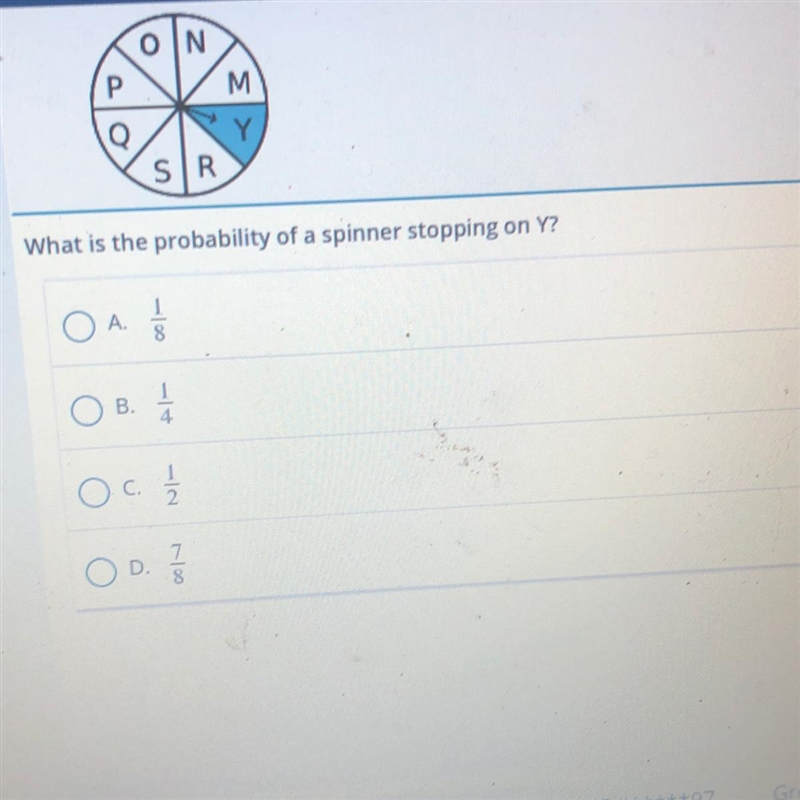 What is the probability of a spinner stopping on Y?-example-1