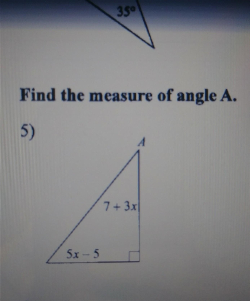 Find the measure of angle A​-example-1